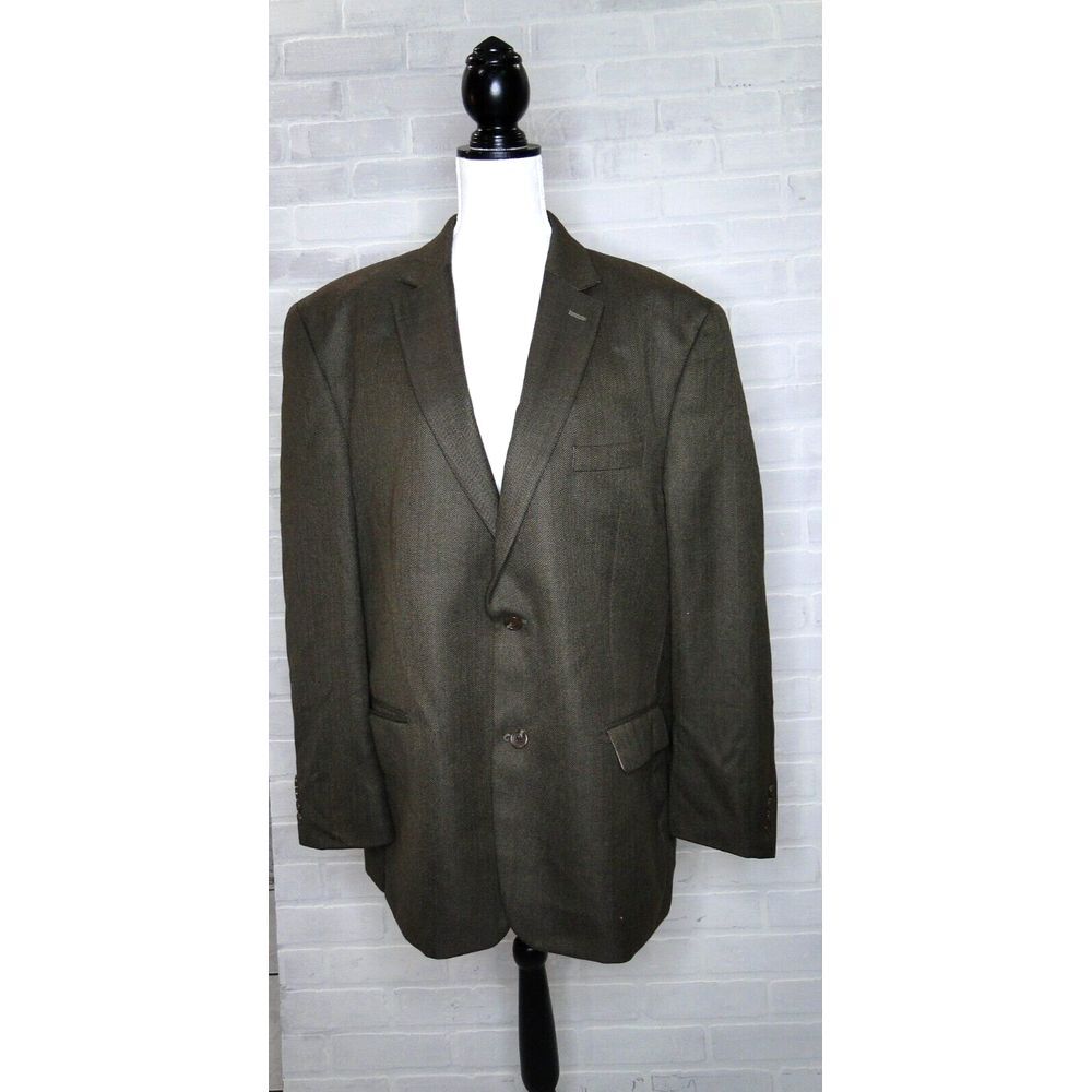 Izod Sport Coat‎ Blazer Men's 48R Brown and Black Microcheck